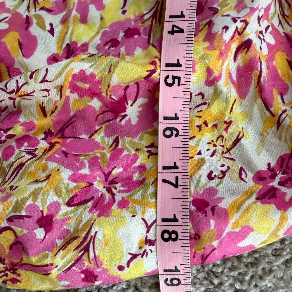 KUT from the Kloth Floral Sleeveless Twist Front Blouse Pink Yellow XL - Picture 8 of 8